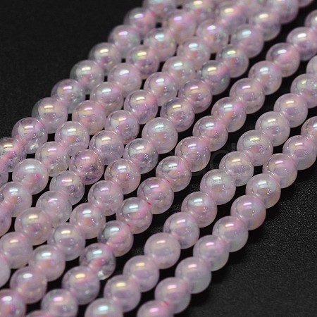 Electroplated Natural Rose Quartz Beads Strands G-K285-06-4mm-1