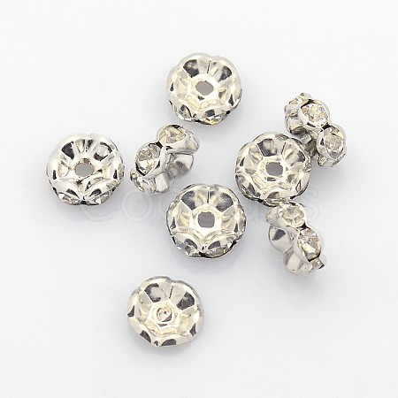 Brass Rhinestone Spacer Beads X-RB-A014-L8mm-01P-1