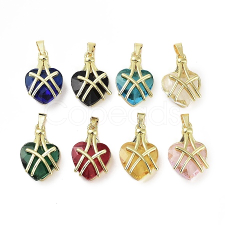 Golden Brass Glass Pendants KK-R161-01G-1