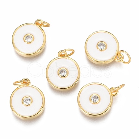 Brass Micro Pave Clear Cubic Zirconia Charms ZIRC-B002-32G-C-1