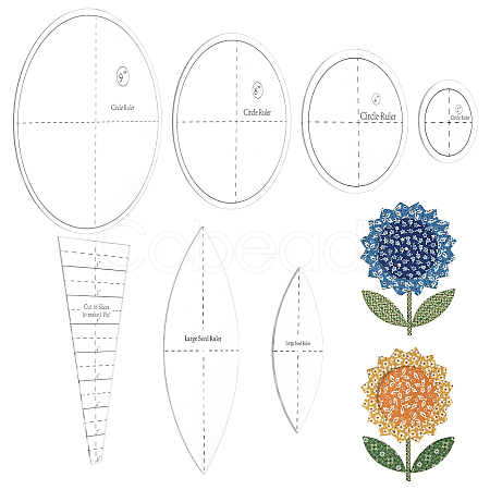 Acrylic Sunflower Quilting Rulers Set DIY-WH0343-97-1