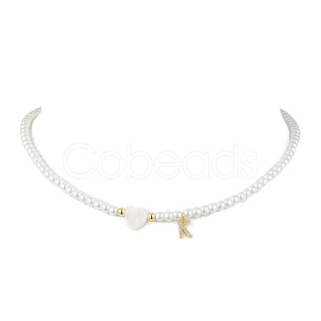 Brass Micro Pave Grade AAA Cubic Zirconia Letter Pendant Necklaces NJEW-JN04771-11-1
