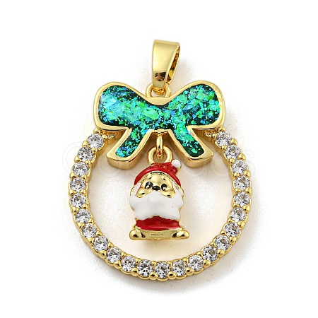 Christmas Brass Micro Pave Cubic Zirconia Pendants KK-H468-01E-02G-1