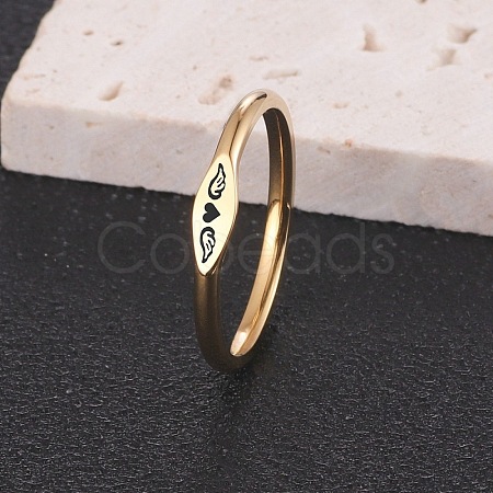Heart Wing Pattern 304 Stainless Steel Finger Rings FS-WGA5734-08-1