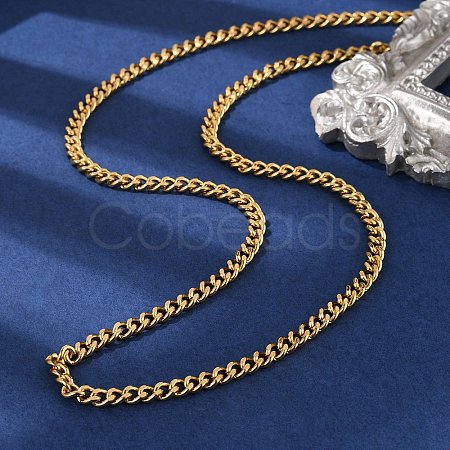 Brass Cuban Link Chain Necklacea for Women Men NJEW-F337-03G-01-1