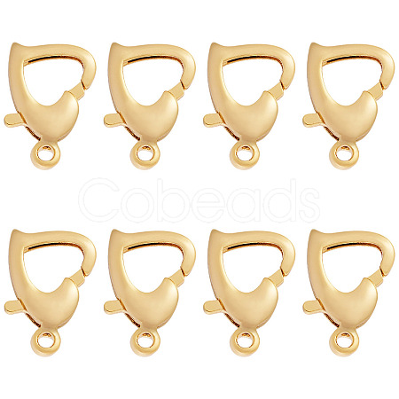 8Pcs Brass Heart Lobster Claw Clasps KK-TA0002-69-1