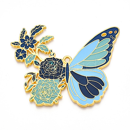 Rack Plating Alloy Enamel Big Pendants ENAM-N056-399D-G-1
