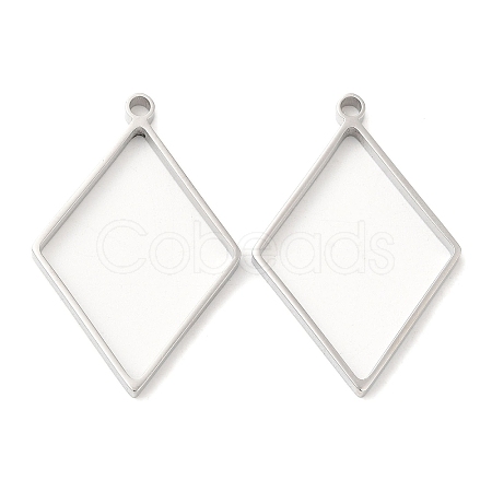 Non-Tarnish 304 Stainless Steel Open Back Bezel Rhombus Pendants LS-STAS-Z040-02B-P-1