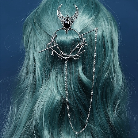 Alloy Rhinestone Witch Hair Forks PW-WG57932-02-1