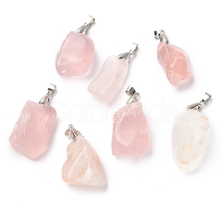 Natural Rose Quartz Pendants G-H259-07P-1