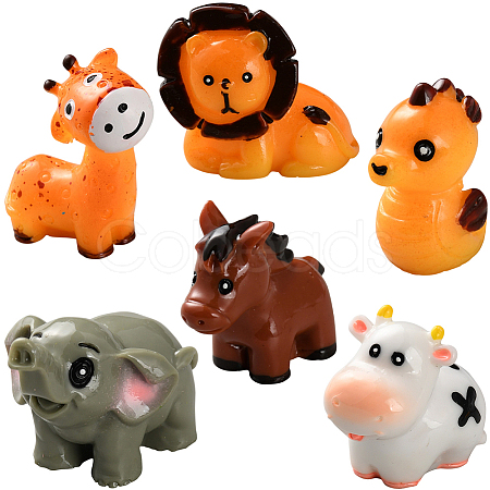 18Pcs 6 Styles Resin 3D Animal Ornaments AJEW-SP0002-15-1