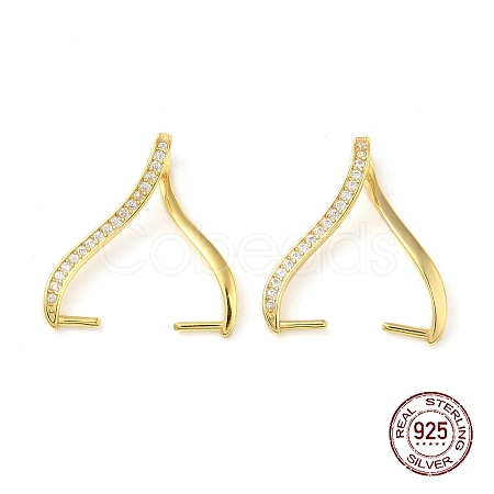 Rack Plating 925 Sterling Silver Micro Pave Clear Cubic Zirconia Ice Pick Pinch Bails STER-NH0001-52G-1