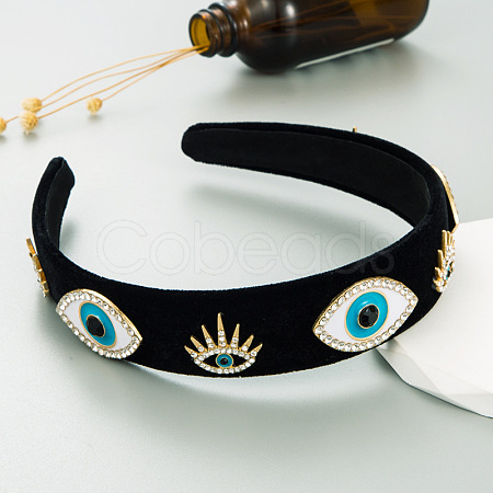 Retro Rhinestone Enamel Evil Eye Hair Bands PW-WG54463-02-1