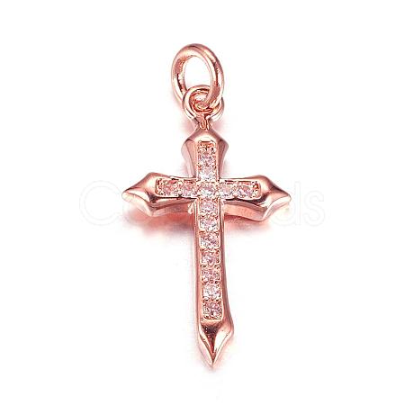 Brass Micro Pave Cubic Zirconia Pendants ZIRC-P060-21RG-1