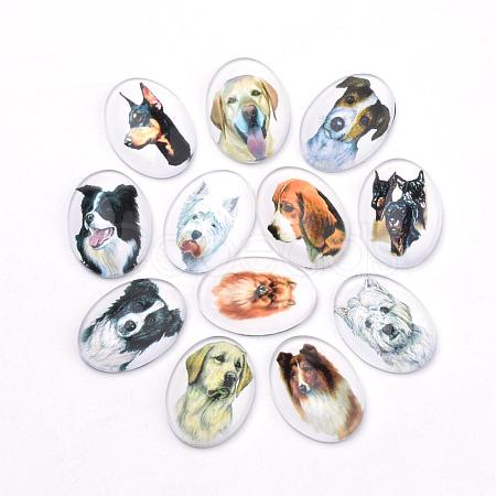 Puppy Photo Flatback Glass Cabochons GGLA-S034-25x18-034-1