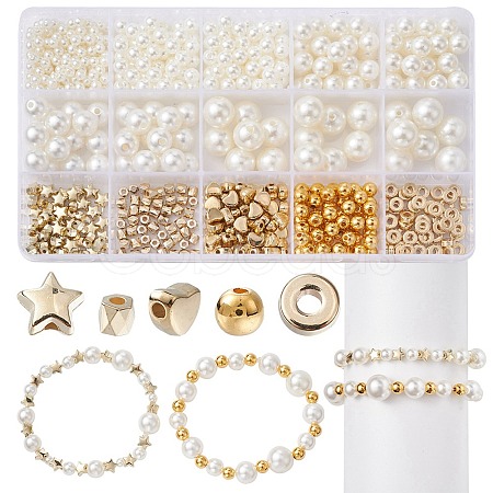 10Style Imitated Pearl Acrylic Beads and CCB Plastic Beads DIY-YW0007-51-1