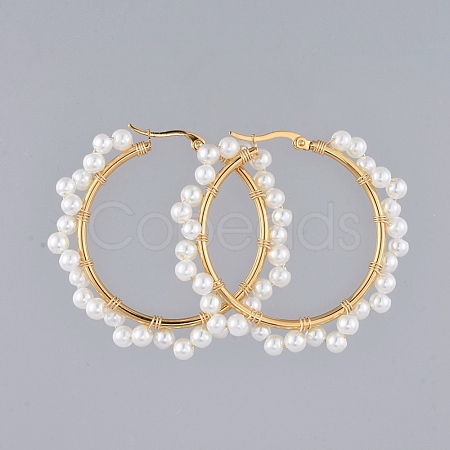 Beaded Hoop Earrings EJEW-JE03803-1