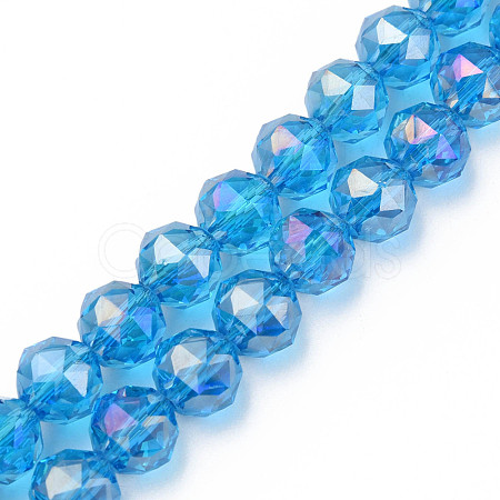 Electroplate Transparent Glass Beads Strands EGLA-N002-34B-D04-1