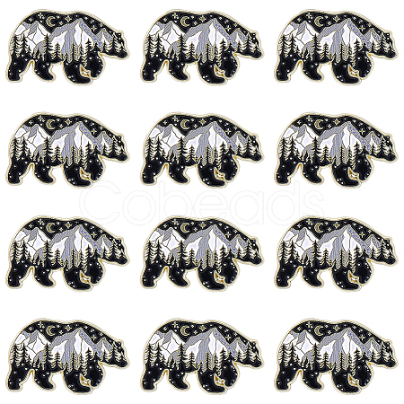 12Pcs Alloy Enamel Brooches JEWB-WR0001-13-1