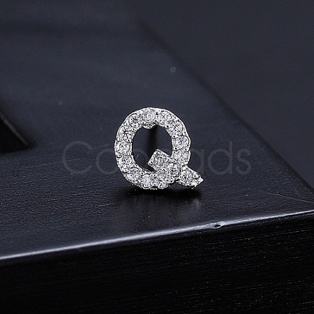 Platinum Brass Micro Pave Cubic Zirconia Stud Earrings XI6969-17-1