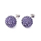 925 Sterling Silver Austrian Crystal Rhinestone Ear Stud, Round, 539_Tanzanite, 20x10x1mm