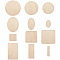 Wooden Knitting Crochet Bottoms Set, DIY Weaving Crochet Knitting Base Supplies, Round/Oval/Square/Rectangle, BurlyWood, 10~26x2.5~25x0.35cm, Hole: 3mm, 12pcs/set