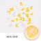 Paper Cabochons, Fashion Nail Art Decorations, Butterfly, Gold, 3~5x5~7x0.1mm, 50pcs/box