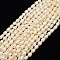 Natural Cultured Freshwater Pearl Beads Strands, with Screw Thread, Rice, Creamy White, 6~7mm, Hole: 0.8mm, about 36~38pcs/strand, 12.99 inch(33cm)