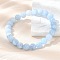 Natural & Dyed White Jade Bead Stretch Bracelets, Imitation Aquamarine, Round, Dyed, Inner Diameter: 2-1/8 inch~2-3/8 inch(5.5~6cm), Bead: 8mm