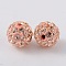 Czech Glass Rhinestones Beads, Polymer Clay Inside, Half Drilled Round Beads, 362_Light Peach, PP9(1.5.~1.6mm), 8mm, Hole: 1mm