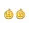 Golden Plated Alloy Enamel Charms, Enamelled Sequins, Flat Round with Alphabet, Letter.H, Yellow, 14x12x2mm, Hole: 1.5mm