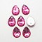 Acrylic Rhinestone Flat Back Cabochons, Faceted, Bottom Silver Plated, teardrop, Camellia, 14x10x3.5mm