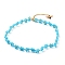 Glass Seed Beaded Flower Necklace with Alloy Enamel Bee Charm, Braided Jewelry for Women, Golden, Cyan, 12.60 inch(32cm)