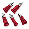 Faux Suede Tassel Pendant Decorations, with CCB Plastic Cord Ends, Platinum, 33~35x10mm, Hole: 2.5mm