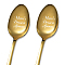 Stainless Steel Spoons Set, with Packing Box, Word, Golden Color, Heart Pattern, 182x43mm, 2pcs/set