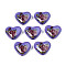 Flower Printed Opaque Acrylic Heart Beads, Slate Blue, 16x19x8mm, Hole: 2mm