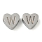 Tarnish Resistant 304 Stainless Steel Beads, Heart with Letter, Stainless Steel Color, Letter W, 7x8x3mm, Hole: 2mm