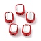 Spray Painted Alloy Bead, with Glass, Diamond, Crimson, 10.5x8.5x7mm, Hole: 1.4mm