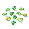 Electroplate Glass Charms, AB Color Plated, Faceted Heart, Lime, 14x14x7mm, Hole: 1.6mm