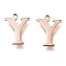 PVD Vacuum Plating  304 Stainless Steel Charms, Laser Cut, Alphabet, Rose Gold, Letter.Y, 12.5x9.5x0.8mm, Hole: 1mm