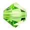 Preciosa&reg Crystal Beads, Czech Crystal, Bicone(451 69 302 Rondelle), 50520 Peridot, 3mm, Hole: 0.8mm