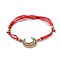 Adjustable Nylon Cord  Bracelets, Red String Bracelets, with Brass Micro Pave Cubic Zirconia Links, Packing Box, Moon, Red, 1 inch~3-1/4 inch(2.4~8.3cm), 2mm