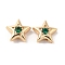 Brass with Cubic Zirconia Beads Beads, Real 18K Gold Plated, Star, Green, 7.5x8x3mm, Hole: 1mm