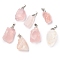 Natural Rose Quartz Pendants, with Platinum Tone Brass Snap on Bails, Nuggets, 32~41x15~23x11~19mm, Hole: 6.5x4mm