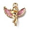 Alloy Enamel Pendants, Angel, Flamingo, 18.5x16x4mm, Hole: 1.8mm