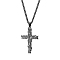 Stainless Steel Tree of Life Cross Pendant Curb Chain Necklaces, Gunmetal, 23.62 inch(60cm)