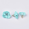 Handmade Cloth Pendant Decorations, with Alloy Findings, Flower, Cyan, 24~26x24~25mm, Hole: 2mm