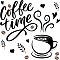 PVC Wall Stickers, Rectangle with Wor Coffee Time, for Home Living Room Bedroom Decoration, Cup Pattern, 280x590mm