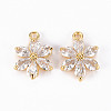 Brass Clear Cubic Zirconia Pendants ZIRC-S068-025-NF-1