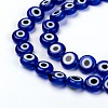 Handmade Evil Eye Lampwork Flat Round Bead Strands X-LAMP-L058-8mm-04-3